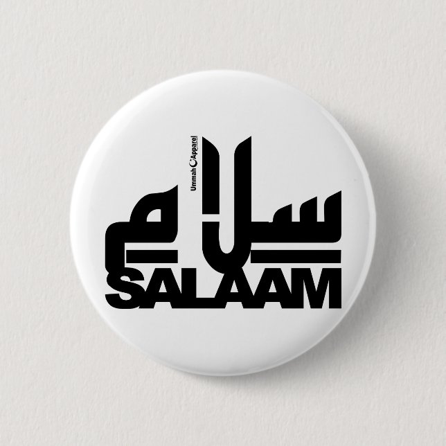 Salaam black pinback button (Front)