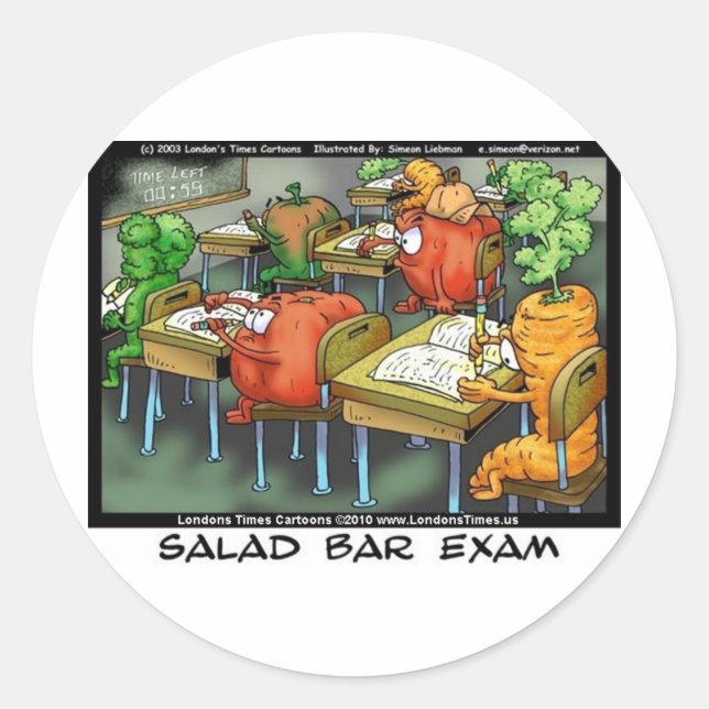 Salad Bar Exam Funny Gifts Tees Mugs & More Classic Round Sticker (Front)