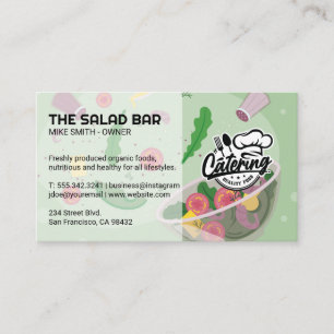 Salad Being Tossed and Seasoned Catering Business Card