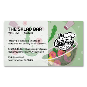 Salad Being Tossed and Seasoned   Catering Business Card Magnet
