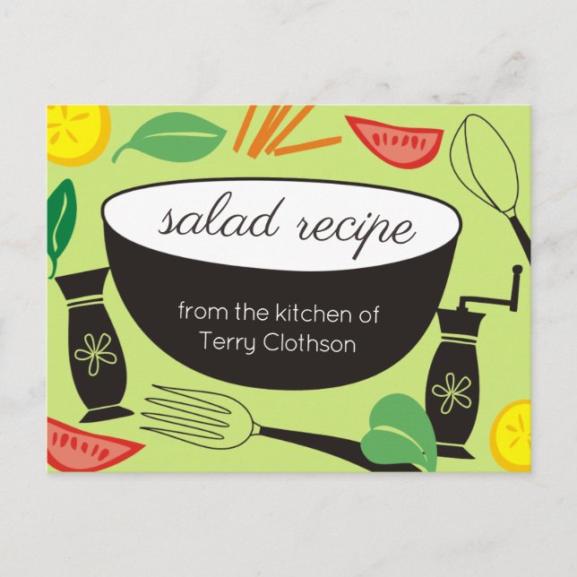 Salad bowl personalized baking recipe card (Front)