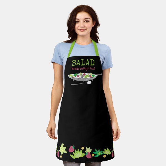 Salad cooking is hard personalized kitchen apron (Worn)