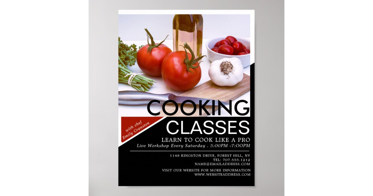 Cooking Lesson Advertisement Examples Salad Display, Cooking Classes Advertising Poster | Zazzle