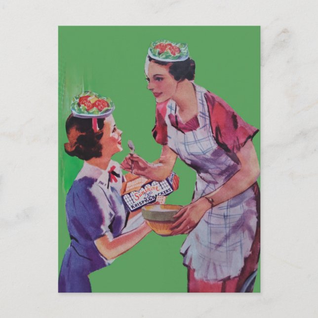 Salad Hats Mom and Daughter collage Postcard (Front)