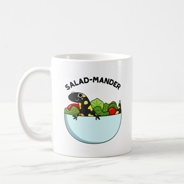 Salad-mander Funny Salamander Animal Pun  Coffee Mug (Left)
