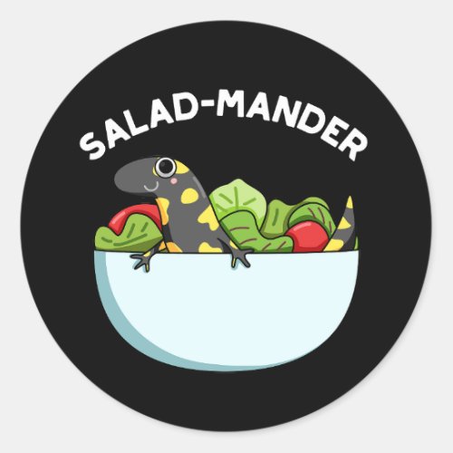 Salad_mander Funny Salamander Animal Pun Dark BG Classic Round Sticker