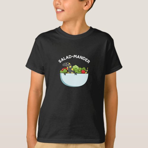 Salad_mander Funny Salamander Animal Pun Dark BG T_Shirt