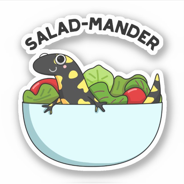 Salad-mander Funny Salamander Animal Pun  Sticker (Front)