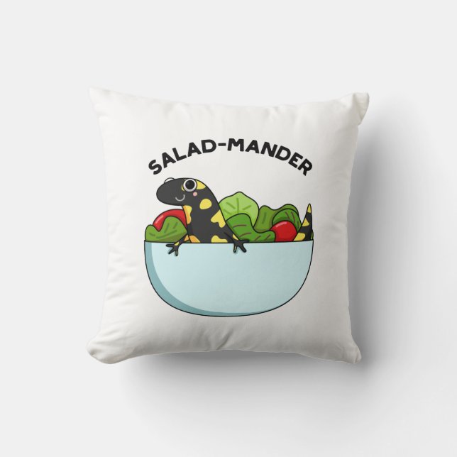 Salad-mander Funny Salamander Animal Pun  Throw Pillow (Front)