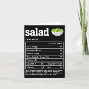 Salad Nutrition Facts Thanksgiving Food Men Women Card