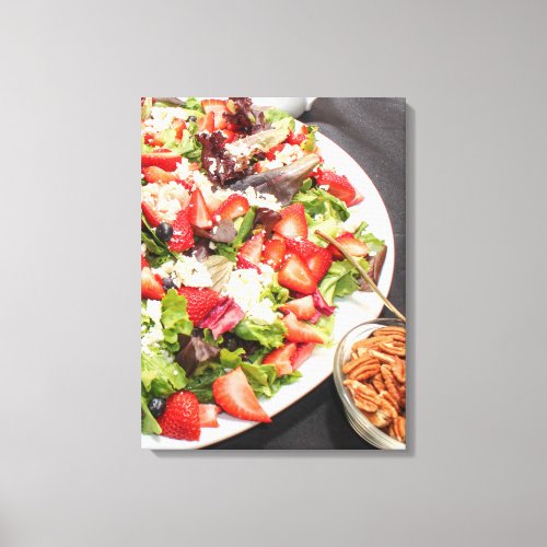 Salad strawberry olive lettuce pecan nuts canvas print