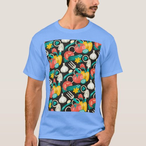 Salad Summer Vegetables Graphic  T_Shirt