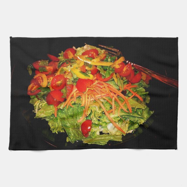 Salad  Tomato Carrot Lettuce Kitchen Towel (Horizontal)
