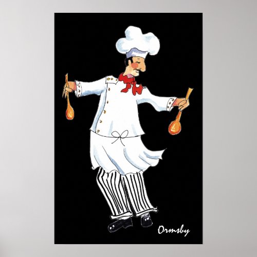 Salad Tossing Chef print poster