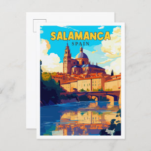 Salamanca Spain vintage travel illustration Postcard