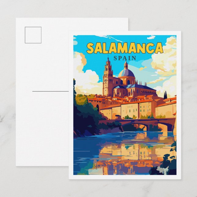 Salamanca Spain vintage travel illustration Postcard (Front/Back)