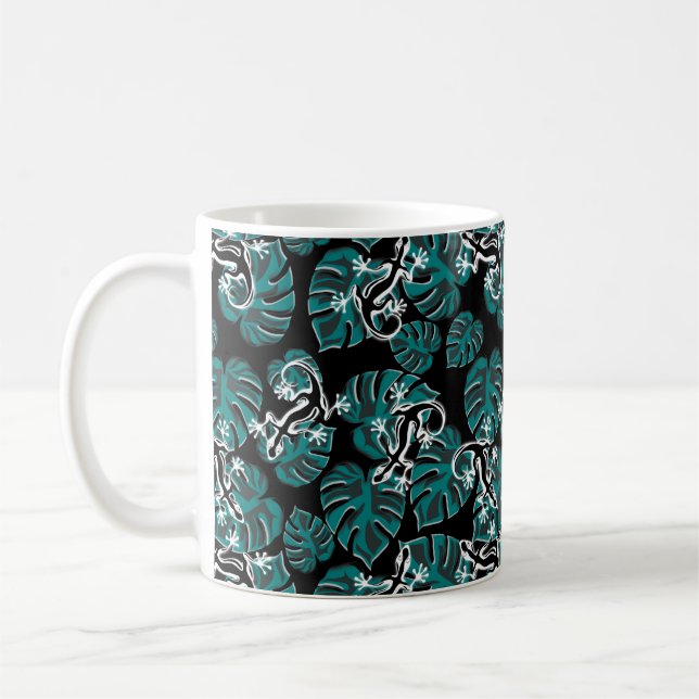 Salamander and Green Leaf Pattern Coffee Mug (Left)