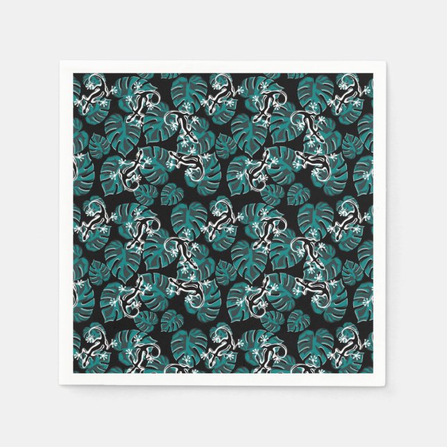 Salamander and Green Leaf Pattern Napkins (Front)