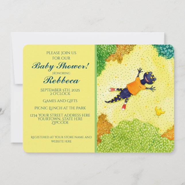 Salamander Baby Shower Invitation (Back)