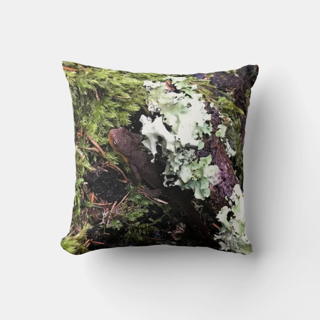 Salamander Hiding Under Log, Washington Throw Pillow (Front)