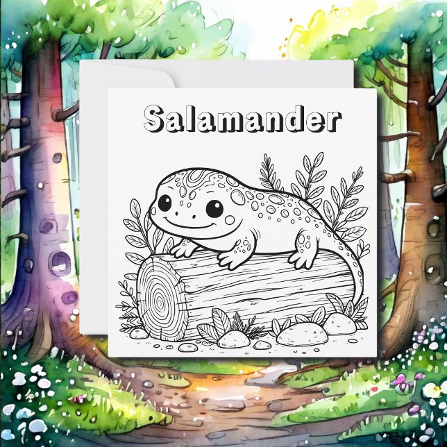 Salamander | Kid's Coloring Page Card (Creator Uploaded)