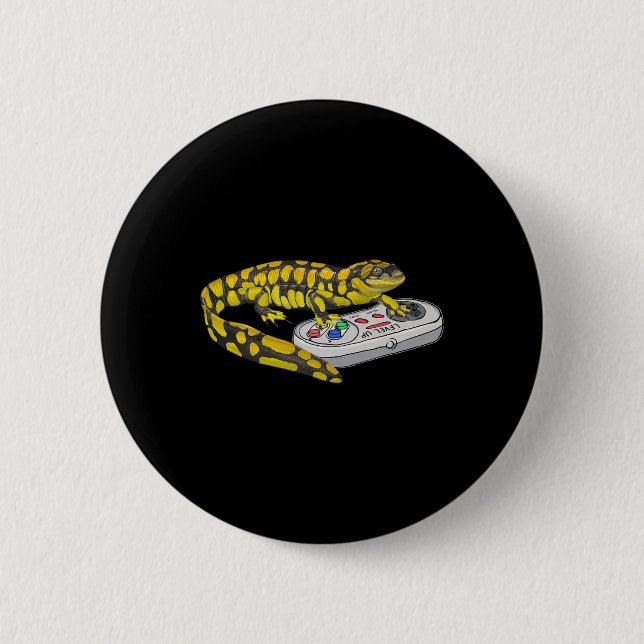 Salamander Playing Video Game Salamanders Gamers  Button (Front)