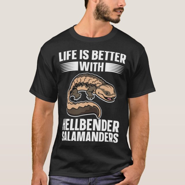 Salamander  With Hellbender Salamander T-Shirt (Front)
