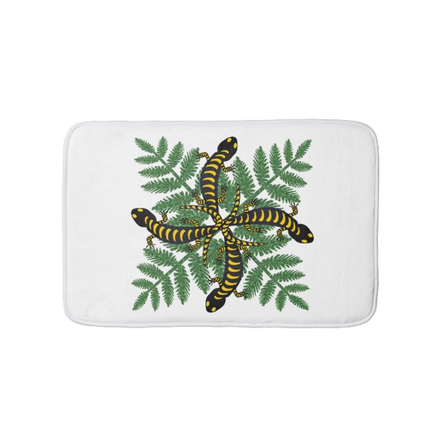Salamanders and Fern leaves forest Bath Mat (Front)