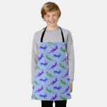 Salamanders in Blue, Green, and Purple Apron