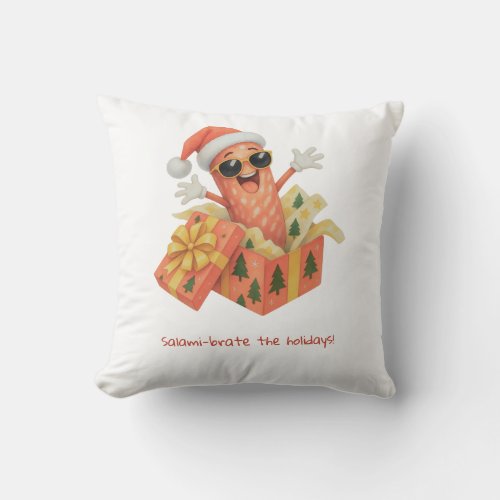 salami-brate the holidays! throw pillow