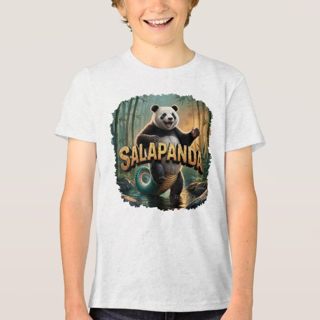 Salapanda Illustration – Salamander Panda Funny Tri-Blend Shirt (Front)