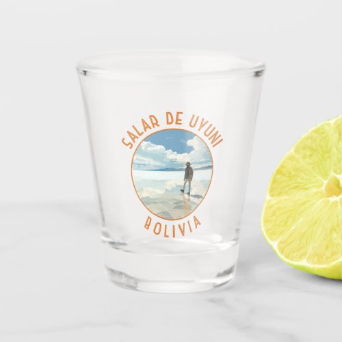 Salar de Uyuni Bolivia Retro Distressed Circle Shot Glass