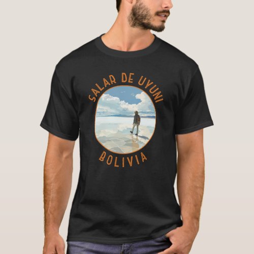 Salar de Uyuni Bolivia Retro Distressed Circle T_Shirt