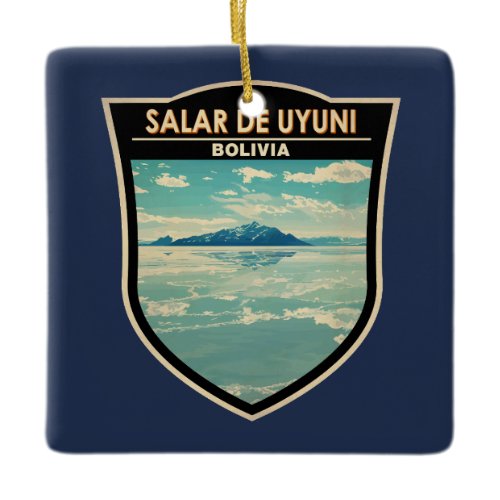 Salar de Uyuni Bolivia Travel Art Badge Ceramic Ornament