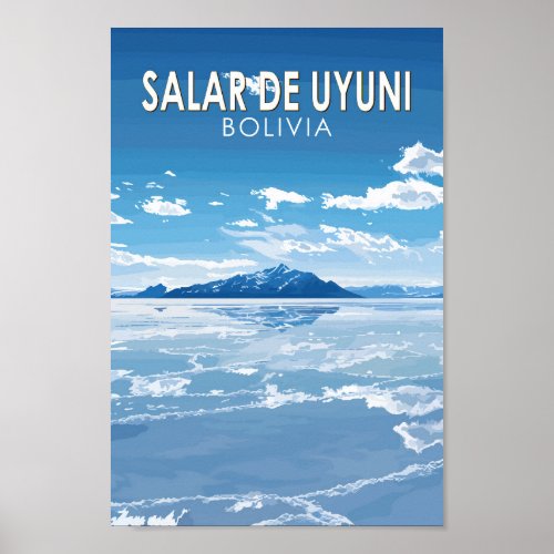 Salar de Uyuni Bolivia Travel Art Vintage Poster