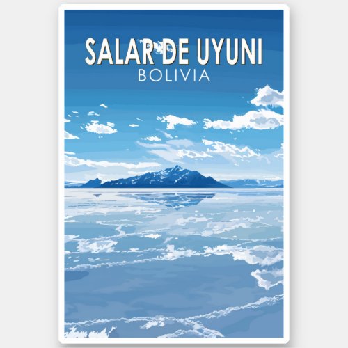 Salar de Uyuni Bolivia Travel Art Vintage Sticker