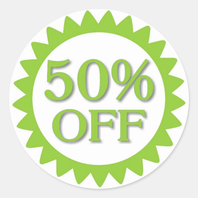 Sale 50 percent off green circle stickers (Front)