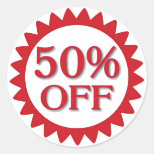 Sale 50 percent off red circle stickers