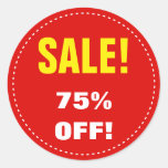 [ Thumbnail: "Sale!" "75% Off!" Sale Round Sticker ]