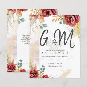 SALE! Boho Burgundy Gold Floral Country Barn Farm