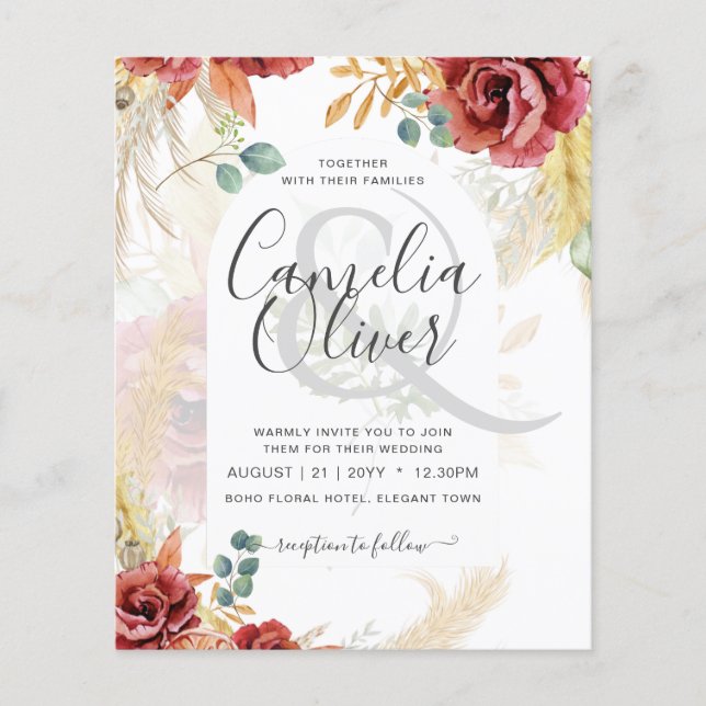 SALE! Boho Burgundy Gold Floral Country Barn Farm Flyer (Front)