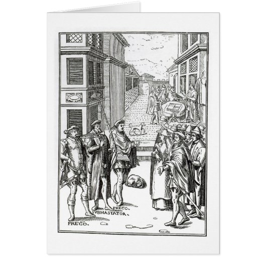 Sale by Town Crier, after a woodcut in 'Praxis Rer (Front)