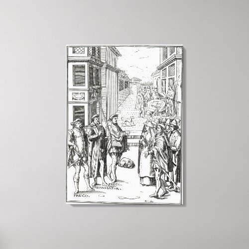 Sale by Town Crier after a woodcut in Praxis Rer Canvas Print