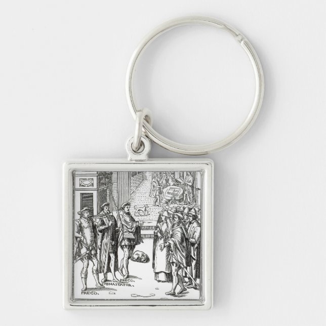 Sale by Town Crier, after a woodcut in 'Praxis Rer Keychain (Front)
