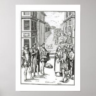Sale by Town Crier, after a woodcut in 'Praxis Rer Poster