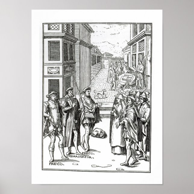 Sale by Town Crier, after a woodcut in 'Praxis Rer Poster (Front)
