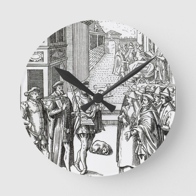 Sale by Town Crier, after a woodcut in 'Praxis Rer Round Clock (Front)