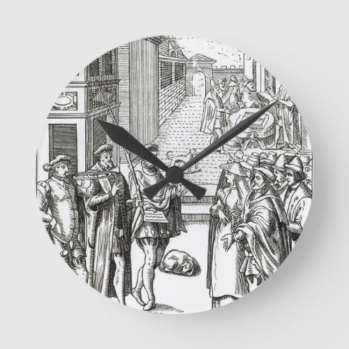 Sale by Town Crier after a woodcut in Praxis Rer Round Clock