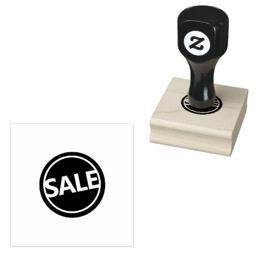 SALE Circle Logo Printed Wooden Handle Jet Black Rubber Stamp