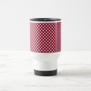 SALE - Deep Red Polka Dot Retro Travel Mug